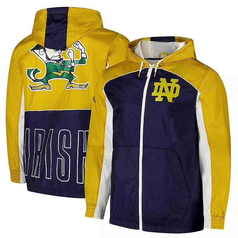 Mens Mitchell & Ness Notre Dame Fighting Irish Big Shot Premium Full-Zip Windbreaker Blue Product Image