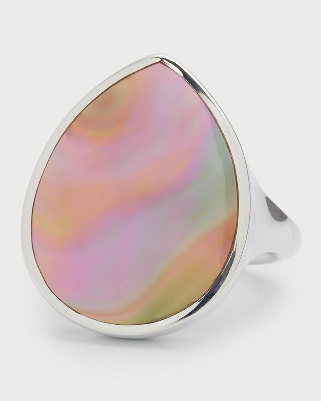 Womens Ondine Sterling Silver & Brown Shell Teardrop Ring Product Image