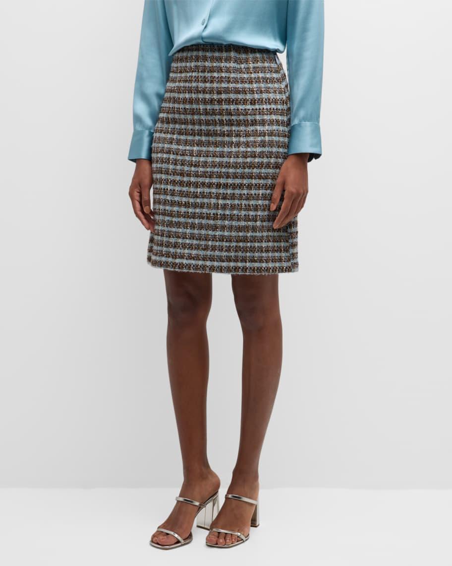 Plaid Tweed Pencil Skirt Product Image