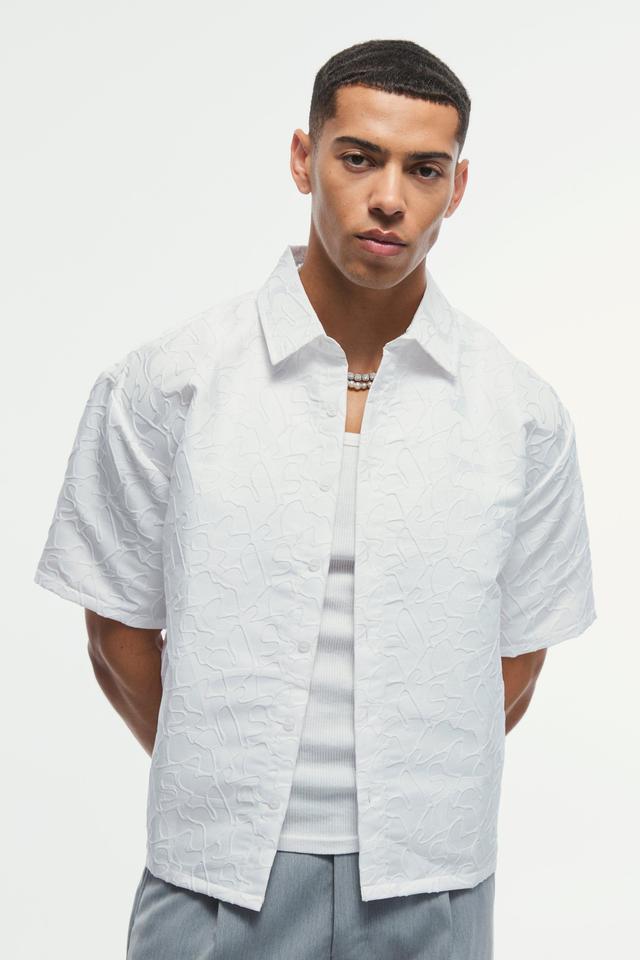 Oversized Abstract Jacquard Boxy Shirt | boohooMAN USA Product Image