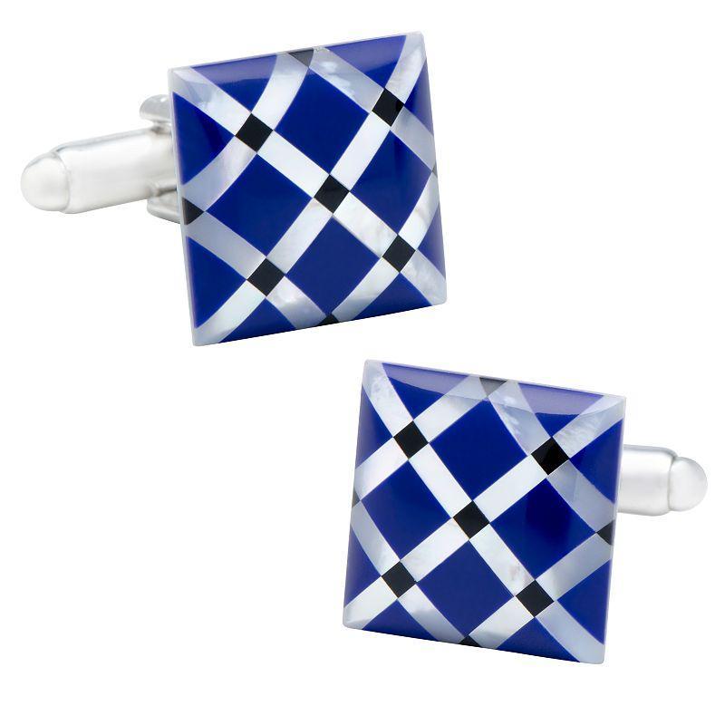 Mother-of-Pearl Diamond Cuff Links, Blue Product Image