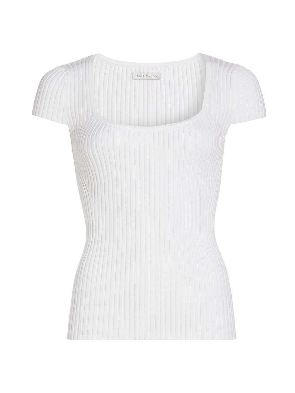 Womens The Hamina Short-Sleeve Rib-Knit Top Product Image