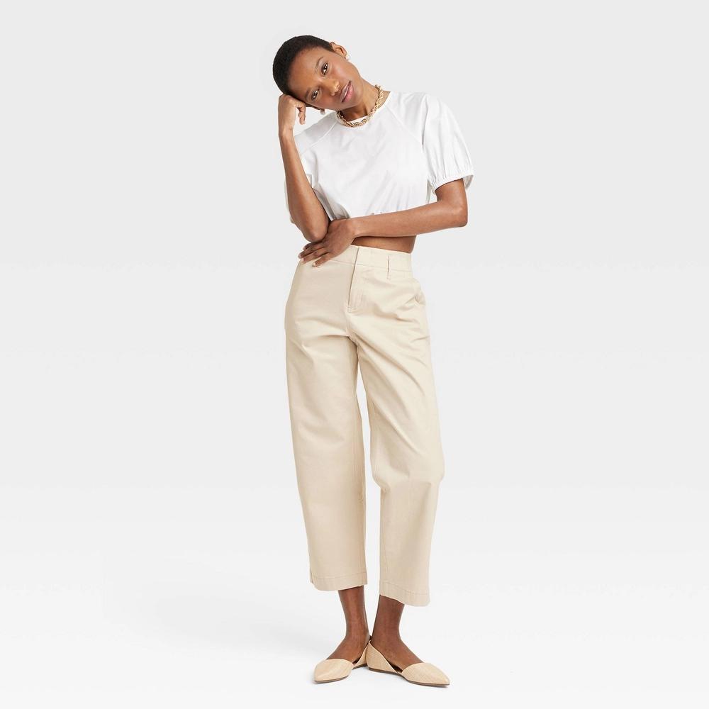 Women's High-Rise Straight Ankle Chino Pants - A New Day™ Tan 0 Product Image