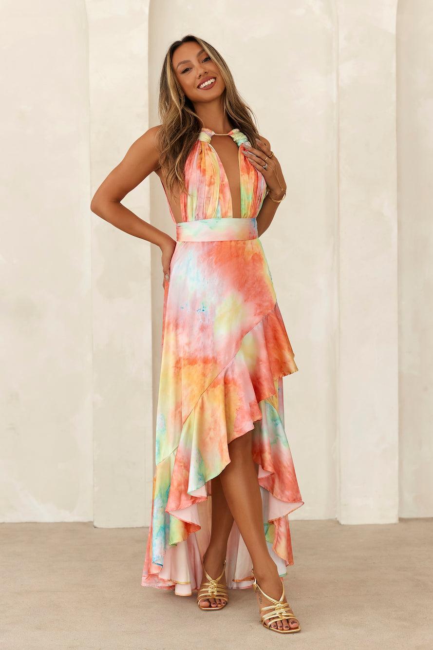 Sunset By The Sea Maxi Dress Coral Product Image