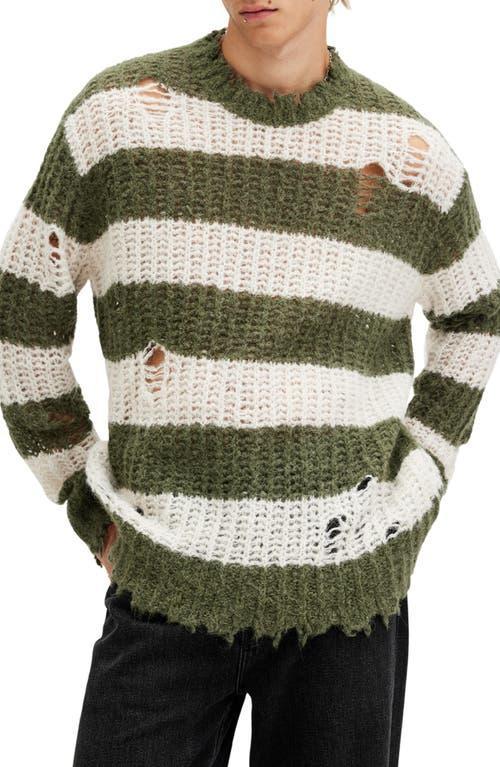 ALLSAINTS Side Crewneck Sweater In Khaki/white Product Image