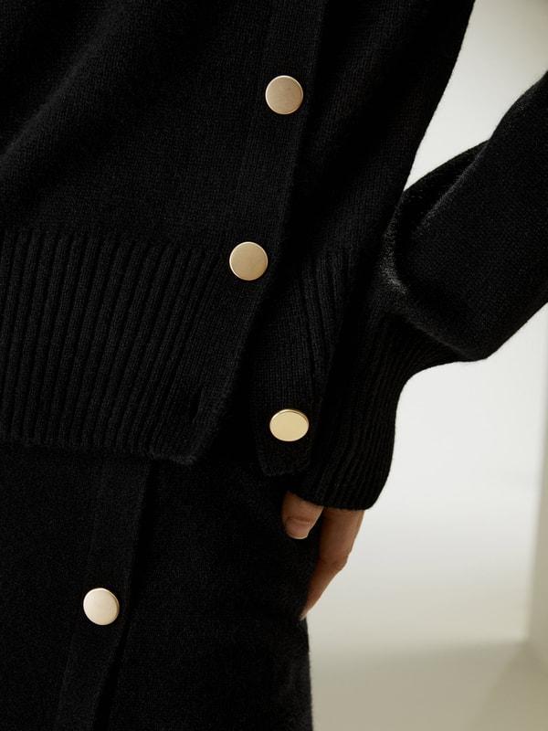 Cashmere Sweater With Row of Side Buttons Product Image