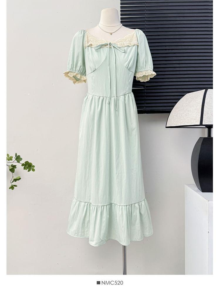 Lace-Trim Square-Neck A-Line Dress product image