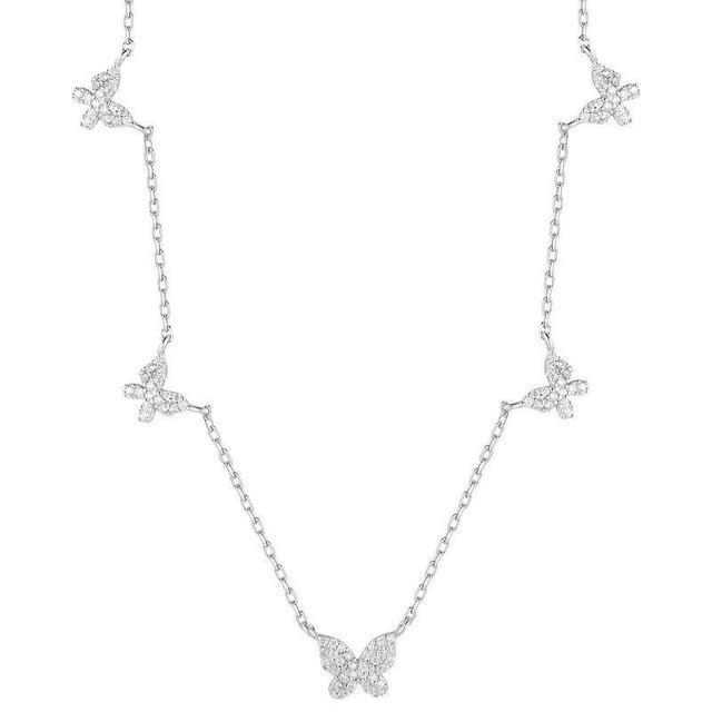 Sunkissed Sterling Cubic Zirconia Butterfly Collar Necklace, Womens Silver Tone Product Image