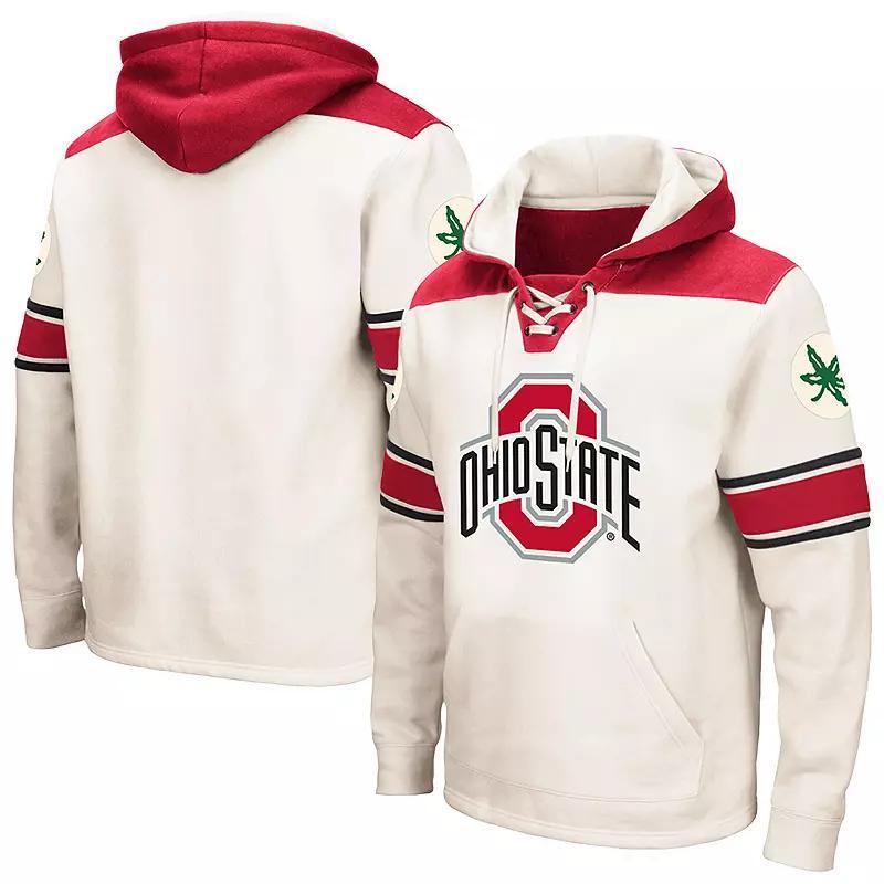 Mens Colosseum Cream Ohio State Buckeyes Big & Tall Hockey Lace-Up Pullover Hoodie Product Image