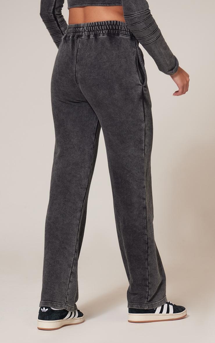 Charcoal Washed Straight Leg Seam Detail Sweatpants Product Image