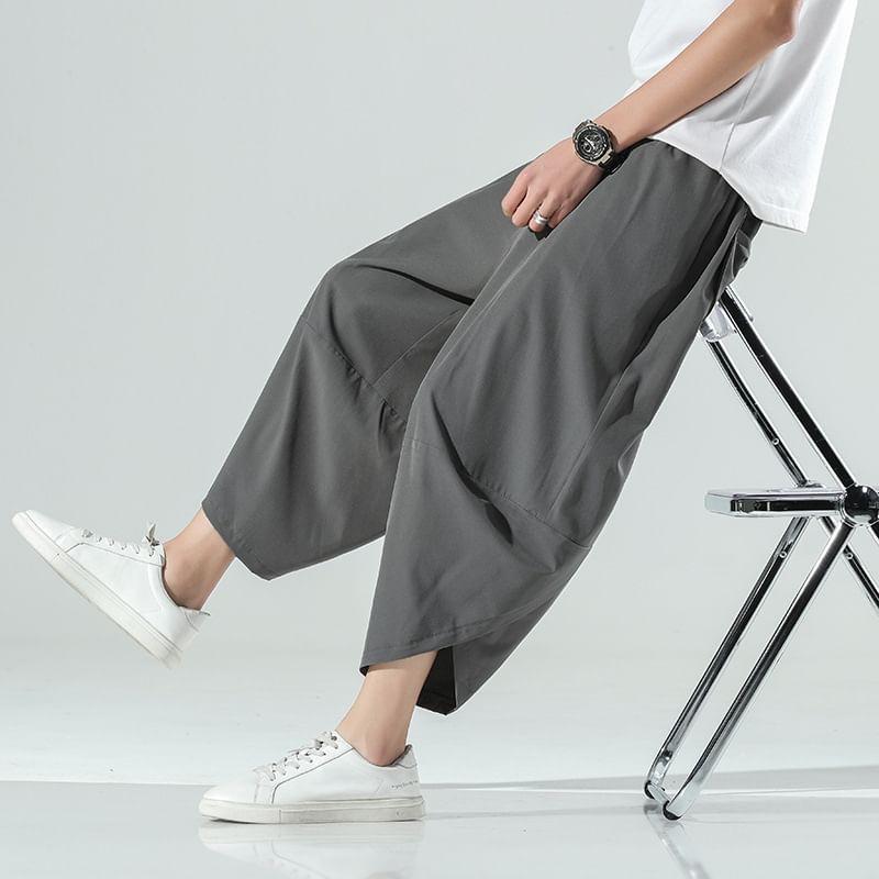 Mid Rise Plain Crop Harem Pants Product Image