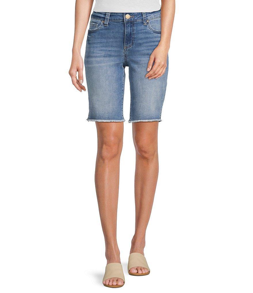 KUT from the Kloth Natalie Mid Rise 5-Pocket Style Frayed Cut Off Hem Bermuda Shorts Product Image