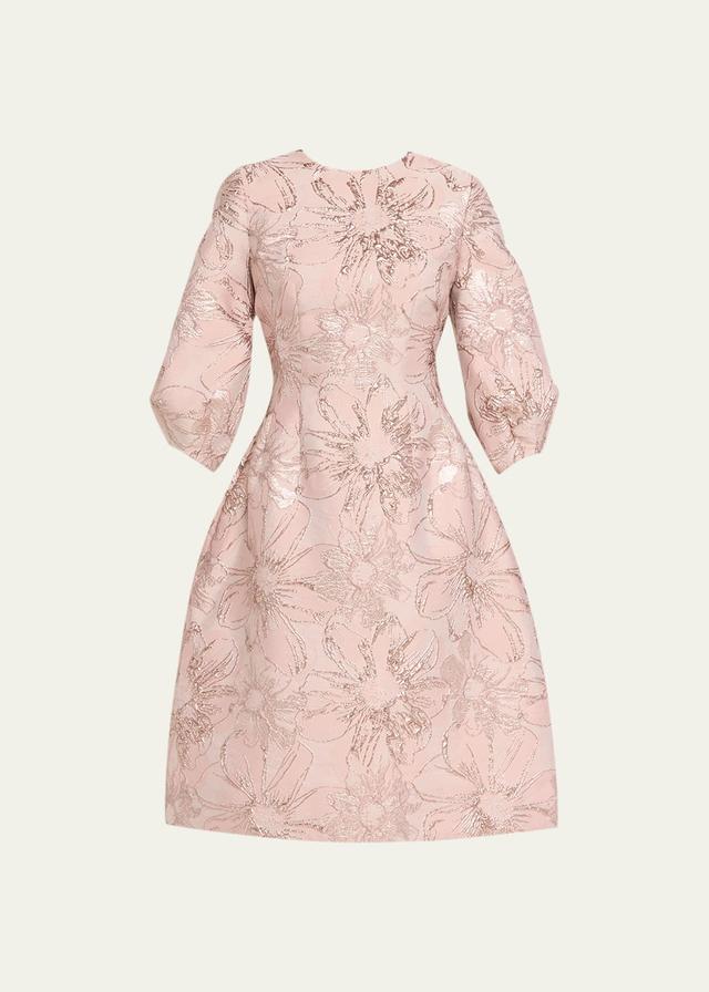 Womens Floral Jacquard A-Line Dress Product Image