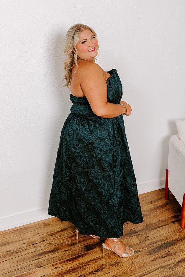 Night At The Gala Jacquard Midi in Dark Hunter Green Curves Product Image