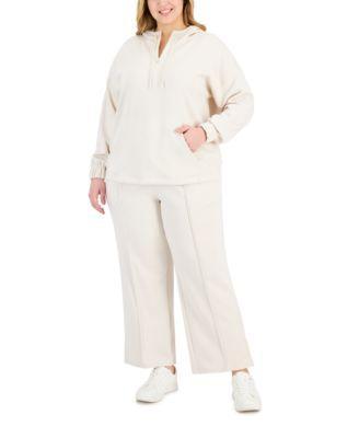 Plus Size Quarter-Zip Top & Wide-Leg Pants, Created for Macy's product image