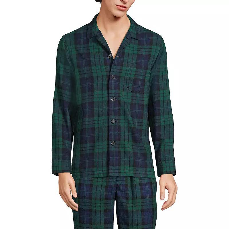 Lands' End Men's Lands' End Flannel Pajama Shirt, Size: Small, Blue - Size: S Product Image