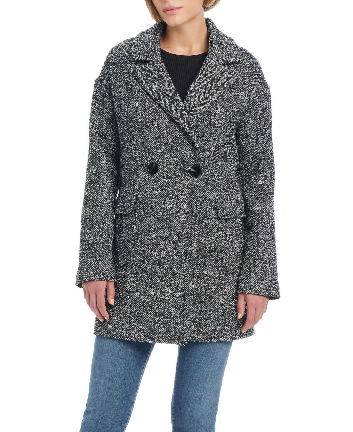 Sanctuary Womens Double-Breasted Novelty Herringbone Wool Coat Product Image