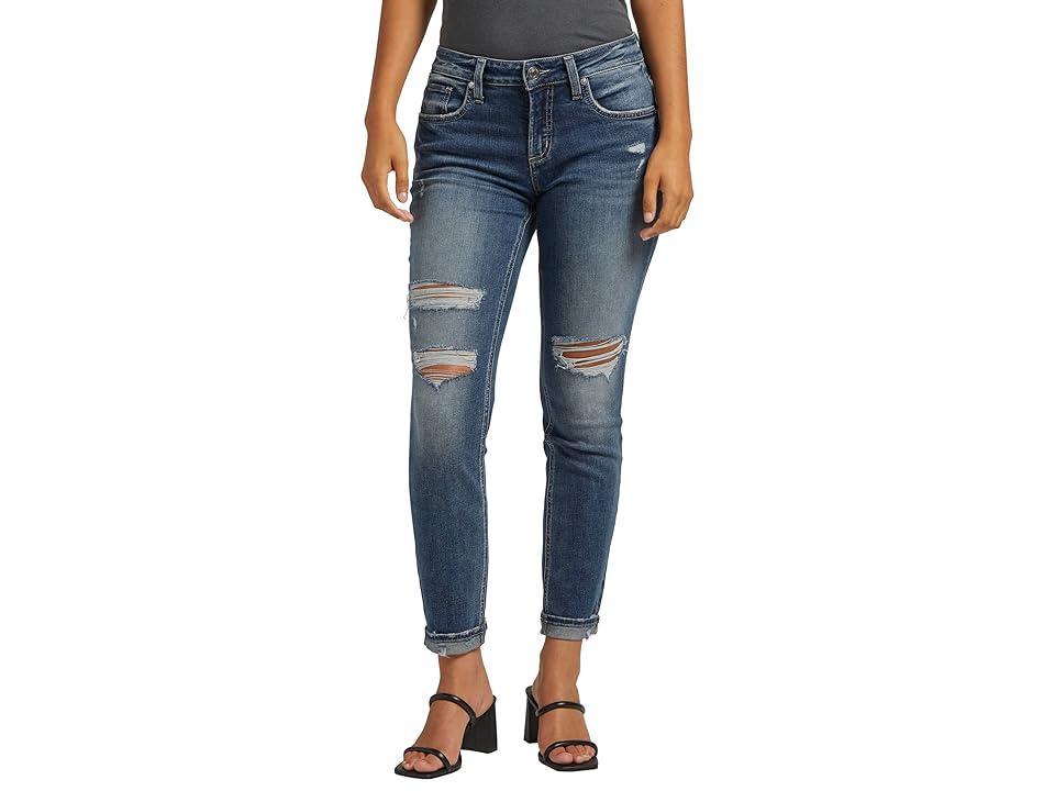 Silver Jeans Co. Ripped Curvy Mid Rise Boyfriend Jeans Product Image