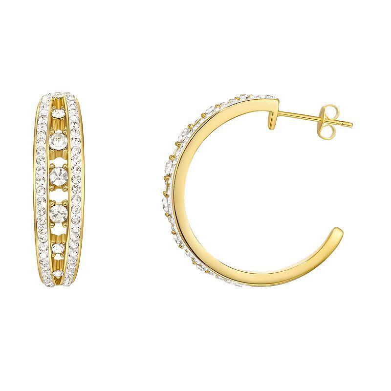 Chrystina Crystal Split Hoop Earrings, Womens, White Product Image