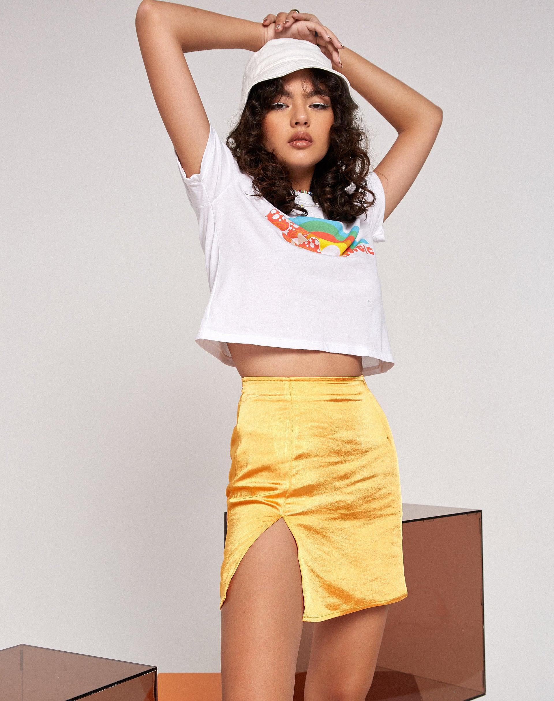 Shenka Mini Skirt in Satin Tangerine Product Image