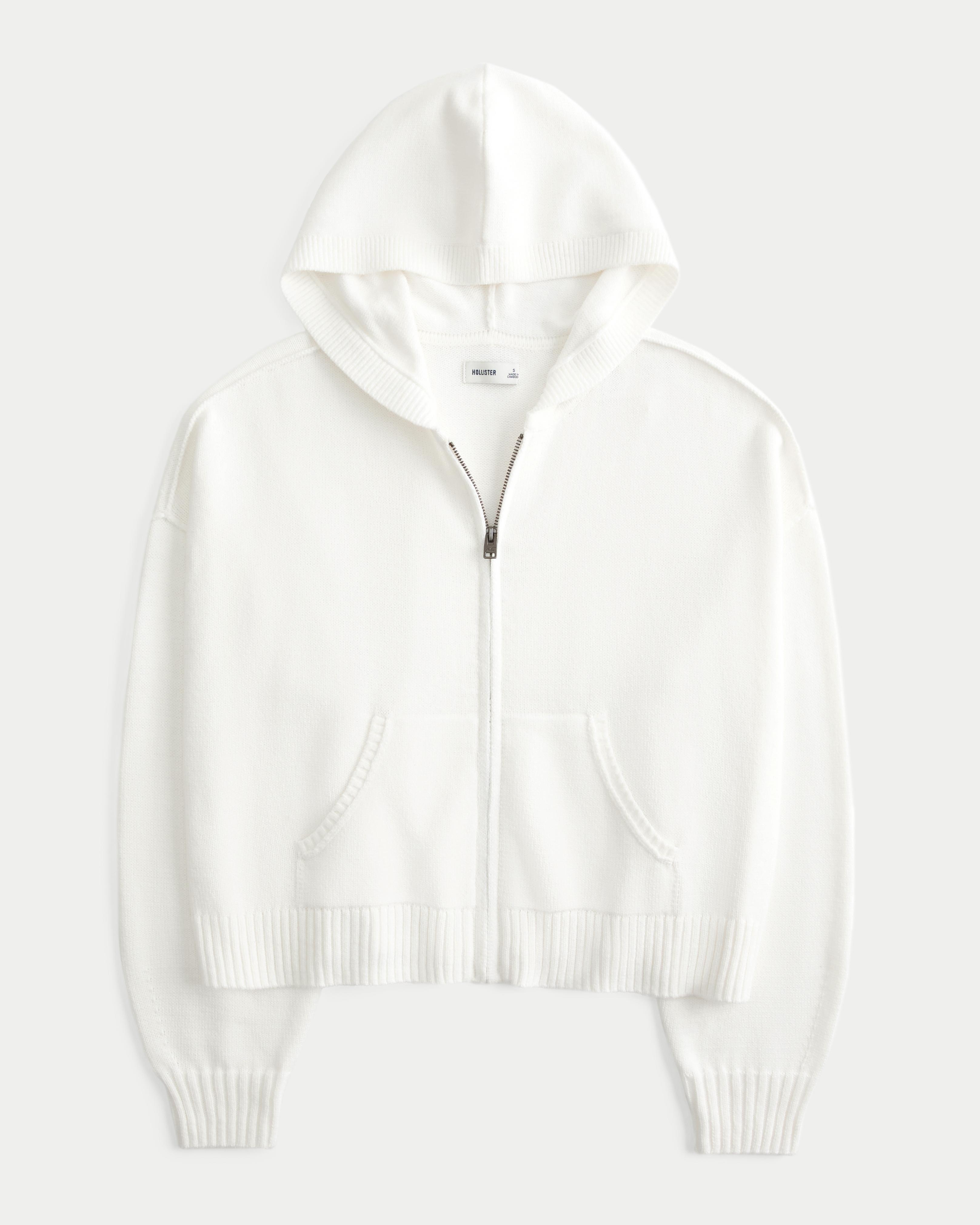 Boxy Zip-Up Sweater Hoodie Product Image