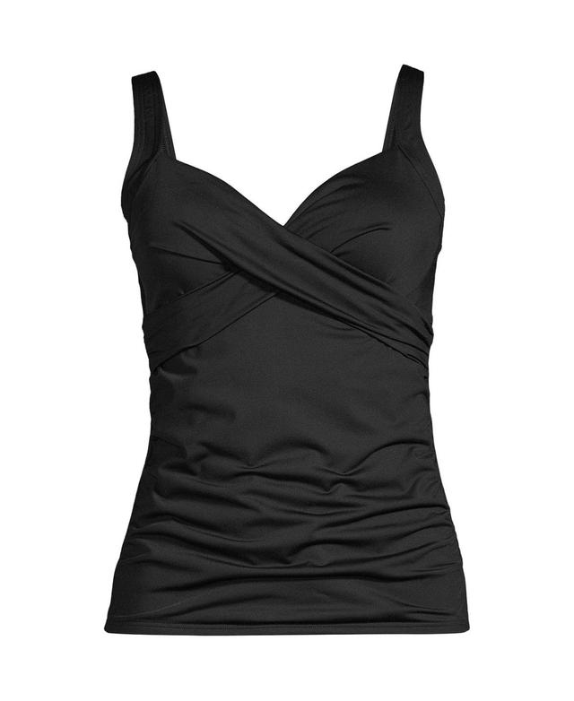 Lands End Womens D-Cup V-Neck Wrap Underwire Tankini Swimsuit Top Product Image