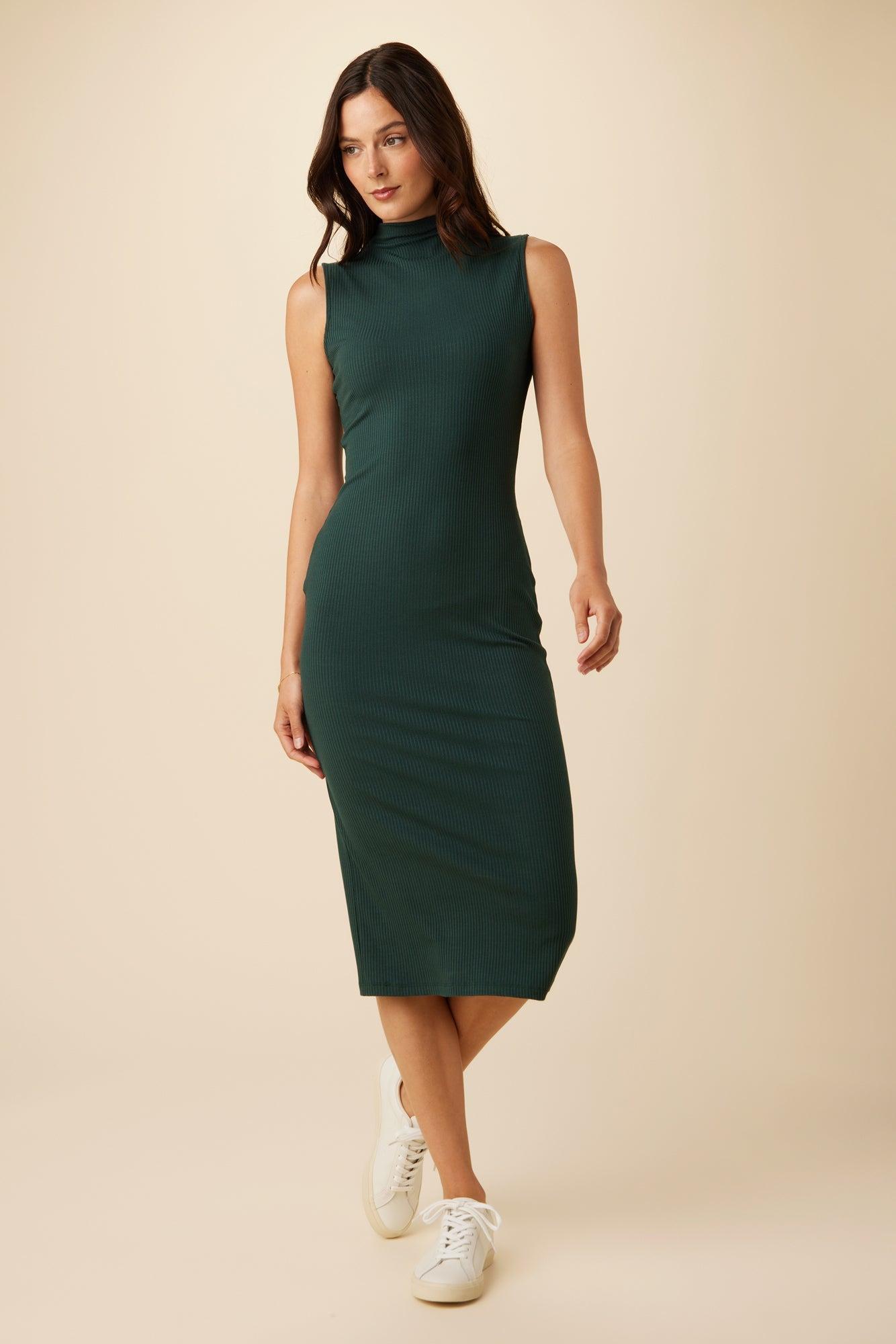 Lux Paris Rib Midi Dress - Darkest Spruce - ReAmour product image