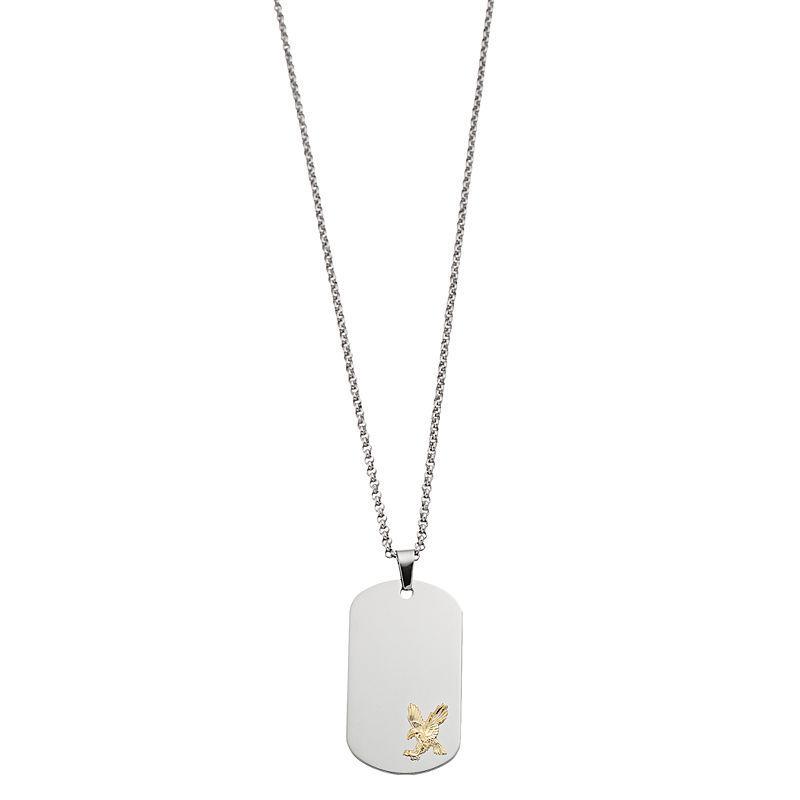 Kristen Kesho 14k Gold Eagle on Stainless Steel Dog Tag Pendant Necklace, Mens Silver Product Image