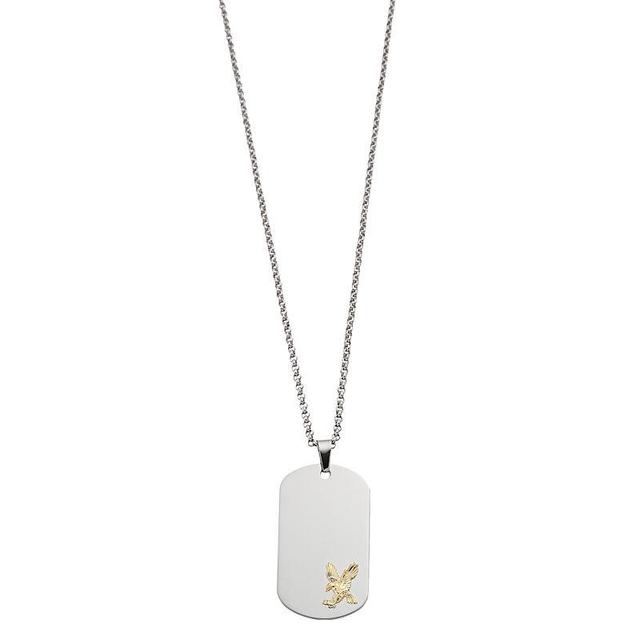 Kristen Kesho 14k Gold Eagle on Stainless Steel Dog Tag Pendant Necklace, Mens Silver Product Image