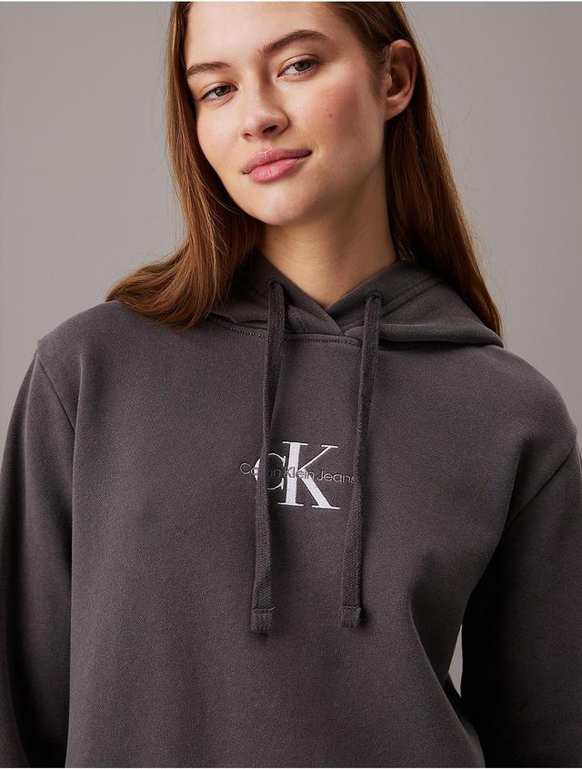 Calvin Klein Womens Washed Monogram Logo Relaxed Hoodie - Purple - XL Product Image