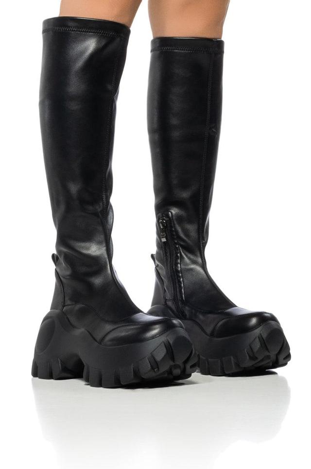 AZALEA WANG LULEE FUTURISTIC FLATFORM BOOT IN BLACK Product Image