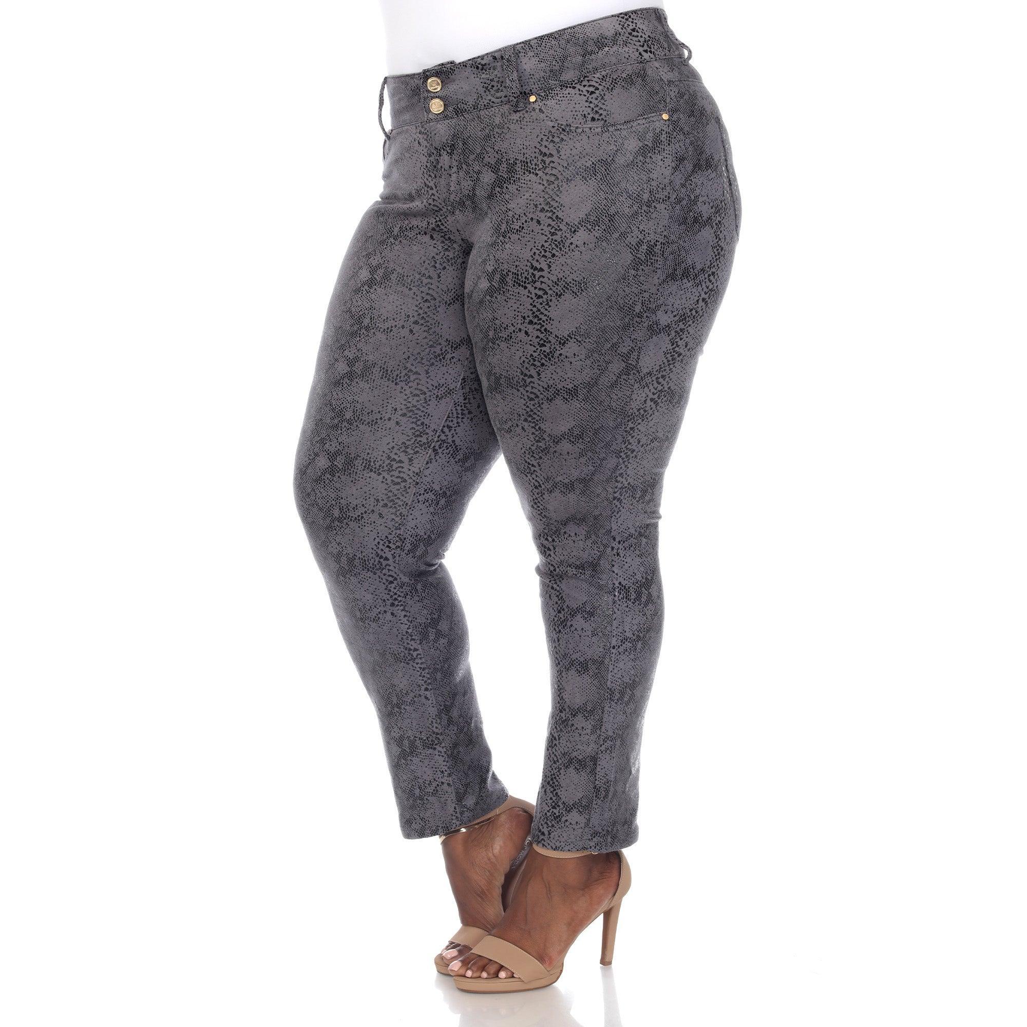 Faux Suede Snake Print Pants - Plus Product Image