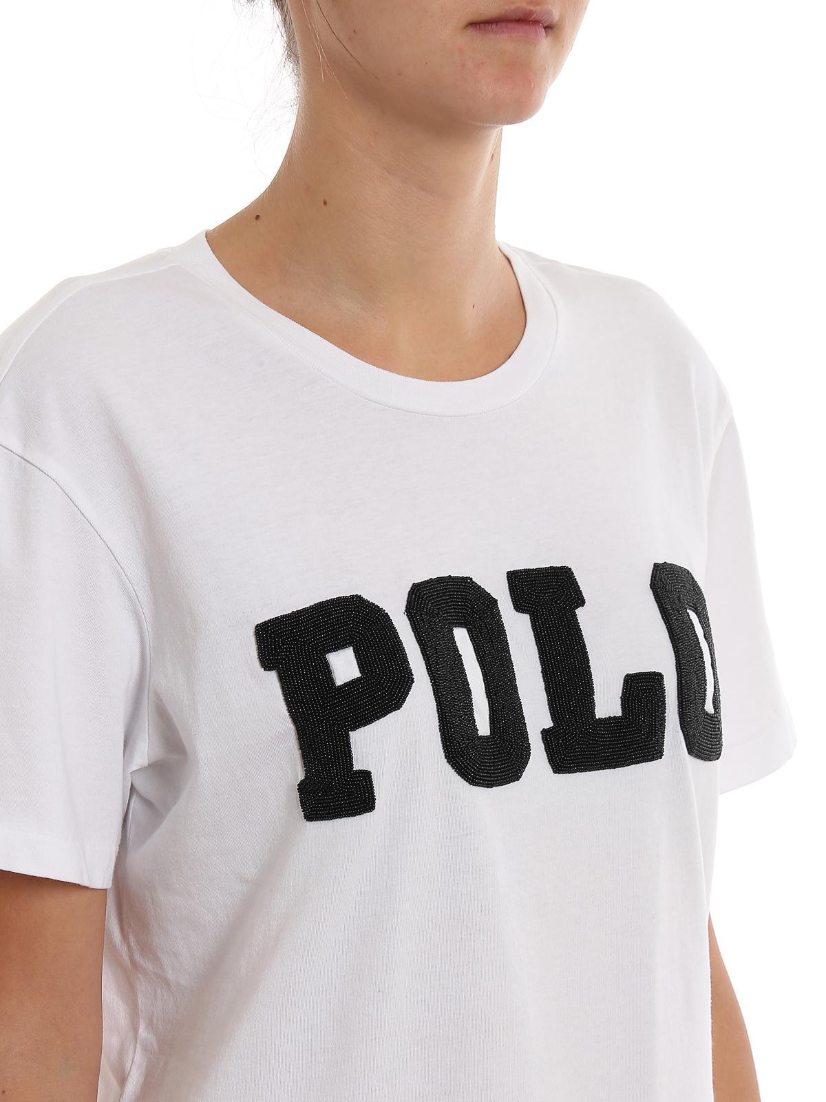 POLO RALPH LAUREN Polo Beaded T-shirt In White Product Image