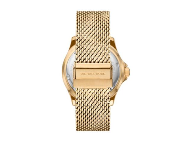 Michael Kors Mens Everest Three-Hand Gold-Tone Stainless Steel Mesh Bracelet Watch Product Image