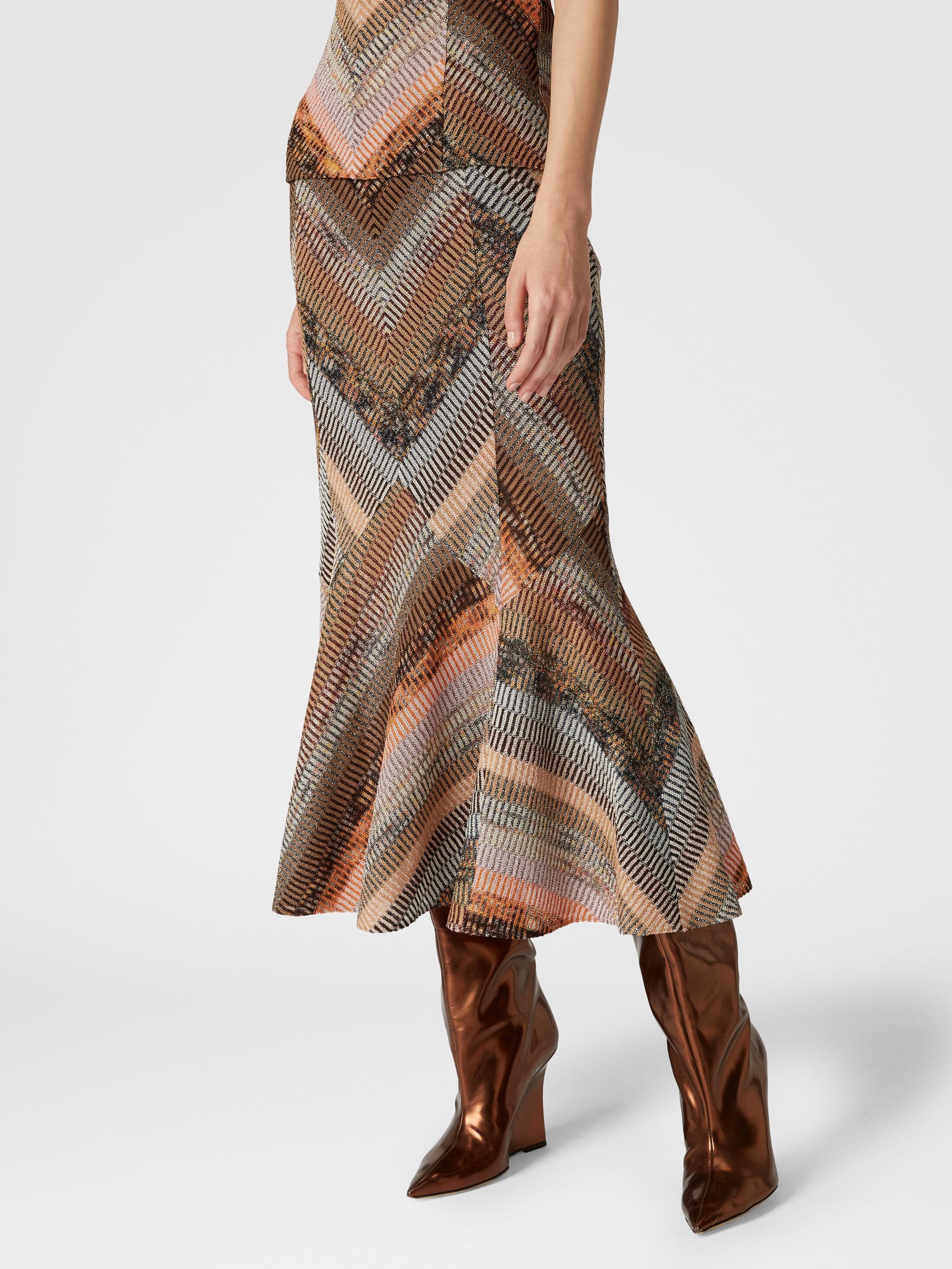 Flared lamé midi skirt with patchwork effect Product Image