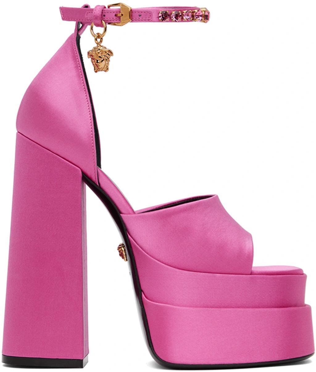 Satin Platform Sandals In Pink product image