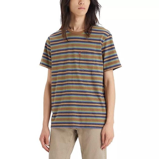 Mens Levis Classic Pocket Tee West Wind Stripe Brown Product Image