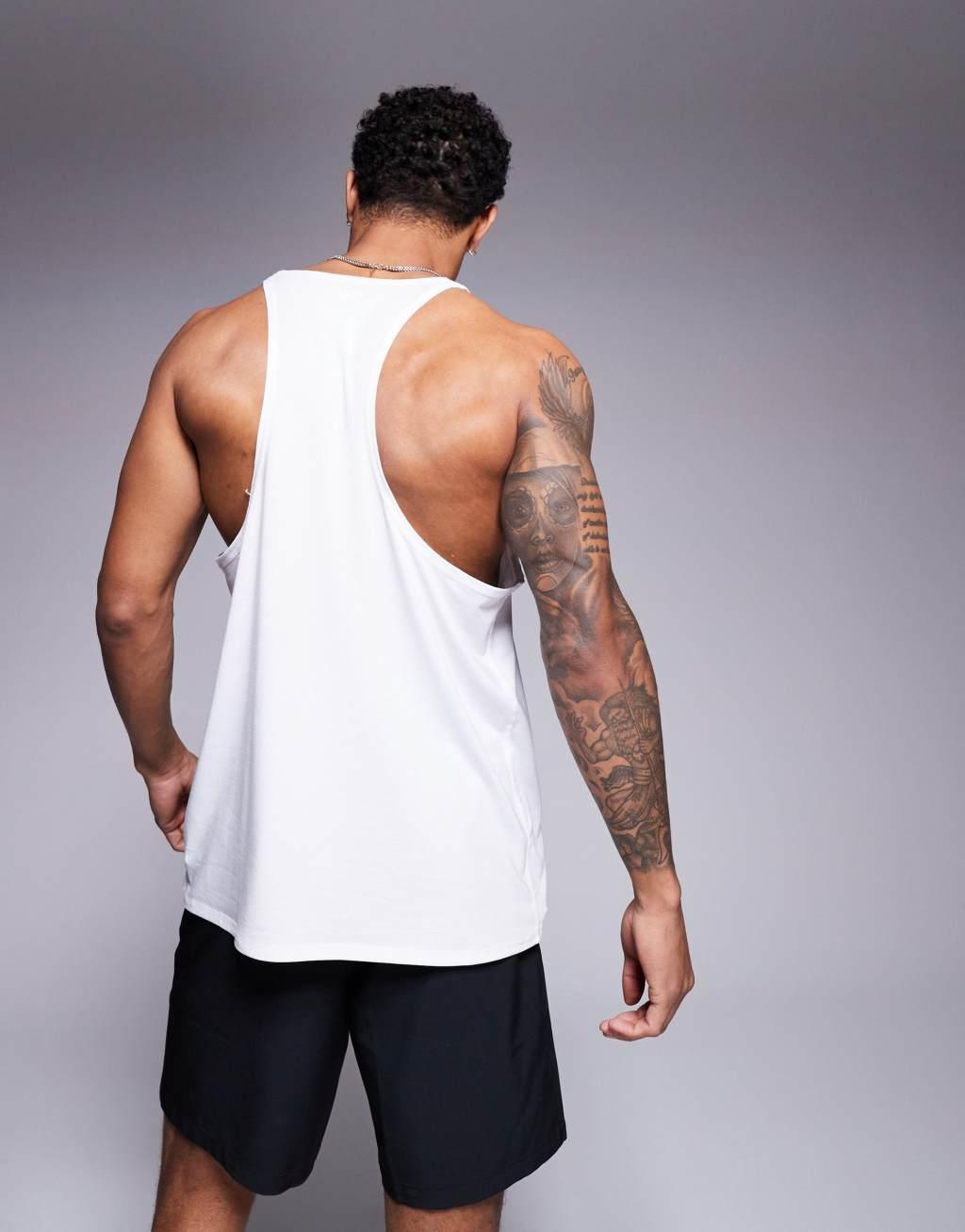 ASOS 4505 Icon performance jersey quick dry stringer tank top in white Product Image