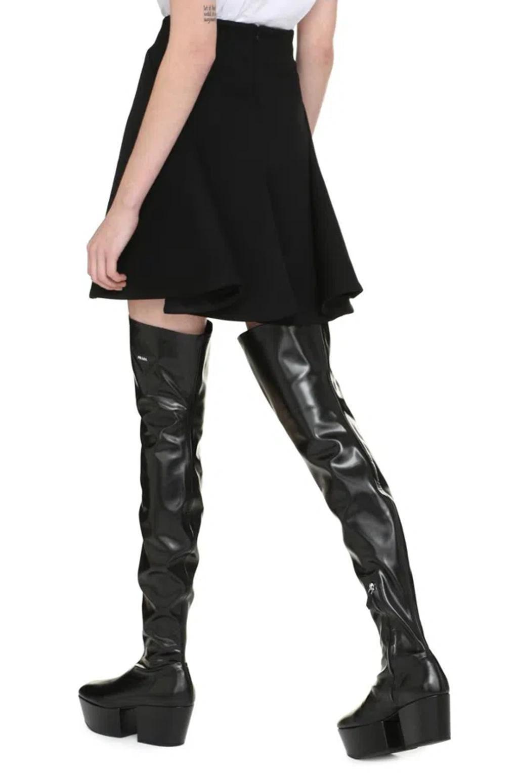 Black Wool Mini Skirt For Women From Salon 02 Collection Product Image