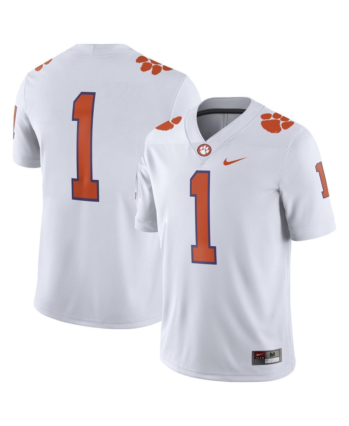 Mens Nike White Clemson Tigers #1 Away Game Jersey - White Product Image