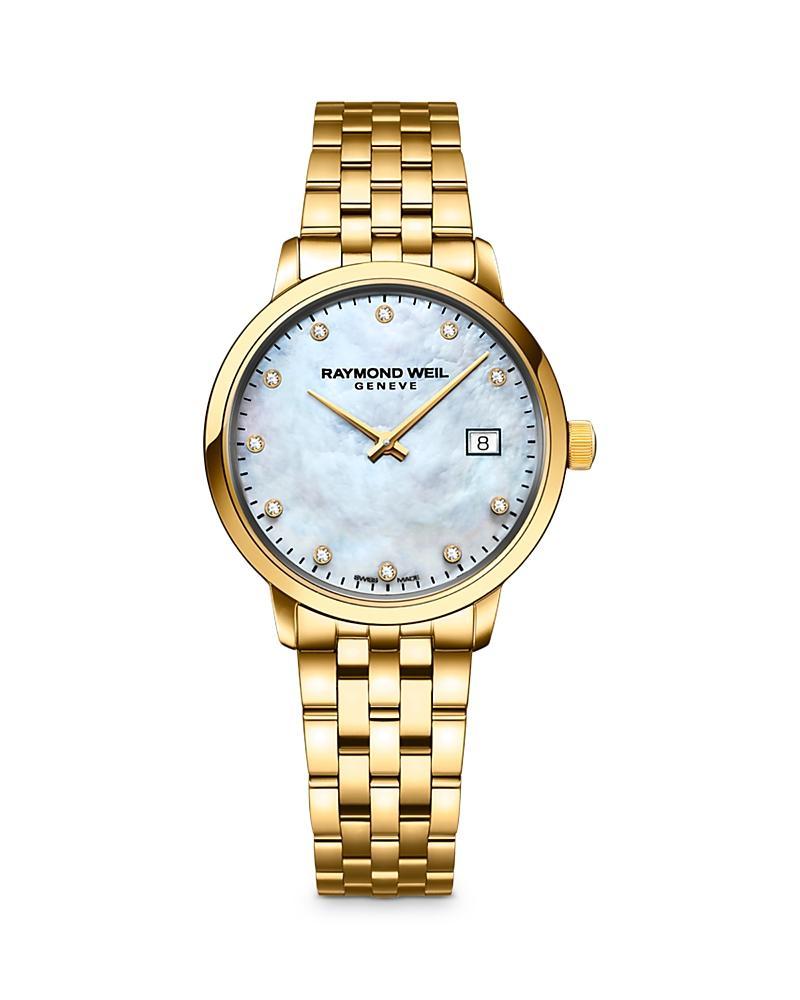 Raymond Weil Womens Swiss Toccata Diamond-Accent Gold-Tone Stainless Steel Bracelet Watch 29mm Product Image