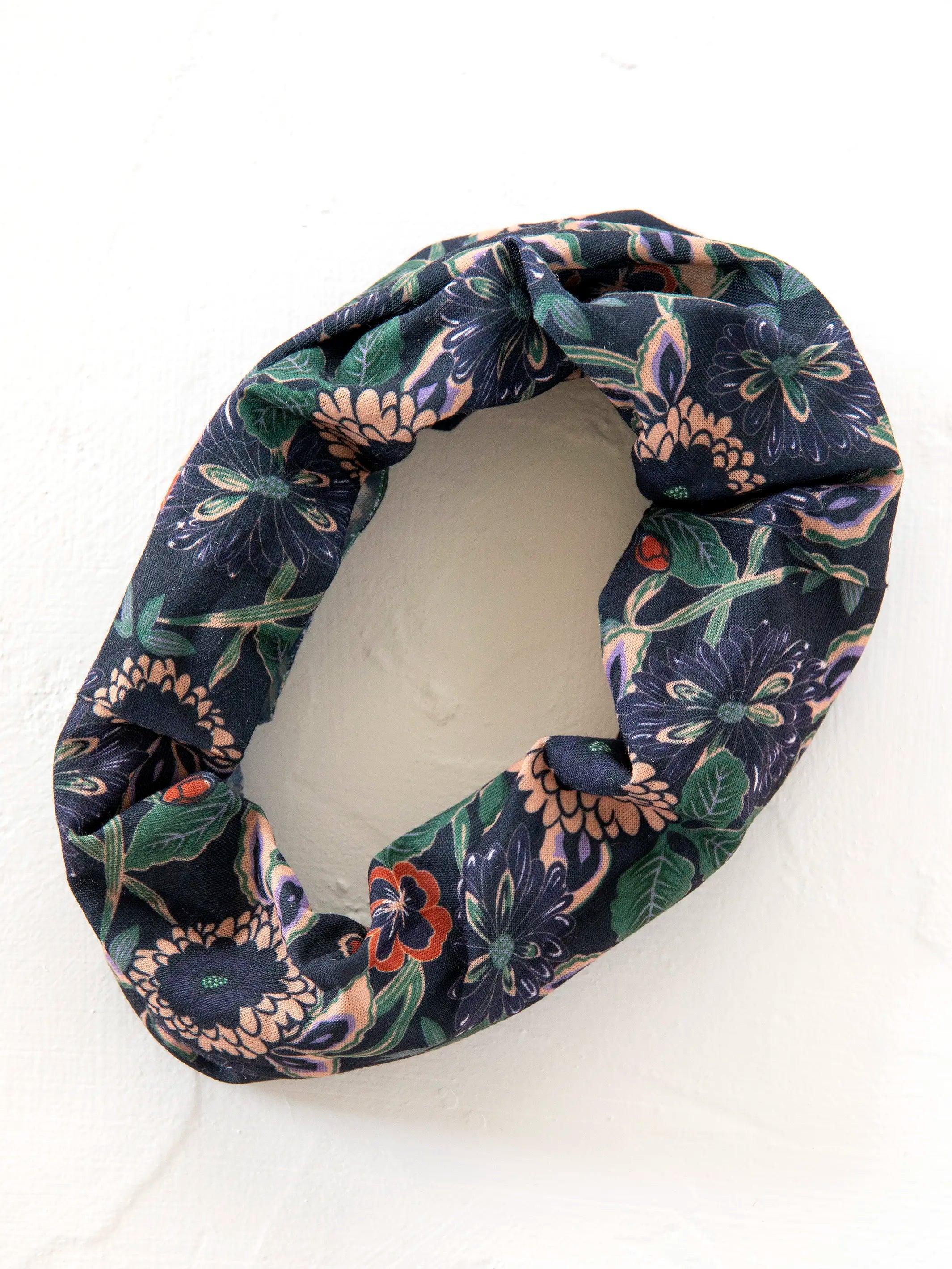 Half Boho Bandeau® Headband - Navy Tan Dahlias Product Image