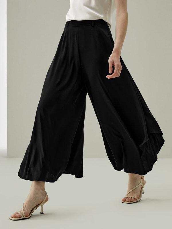 Wide-Legged Silk Fig Pants Product Image