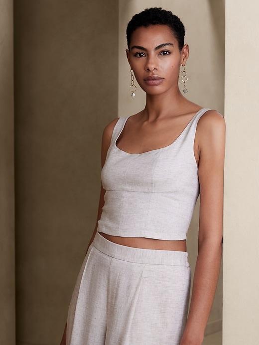 Linen-Blend Cropped Bustier Product Image