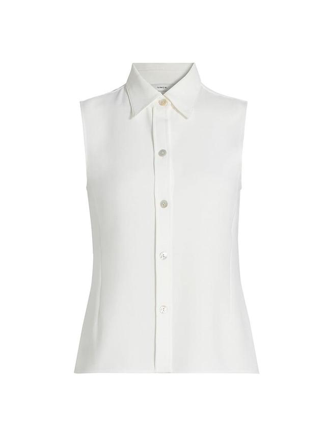 Womens Sleeveless Button-Front Shirt Product Image