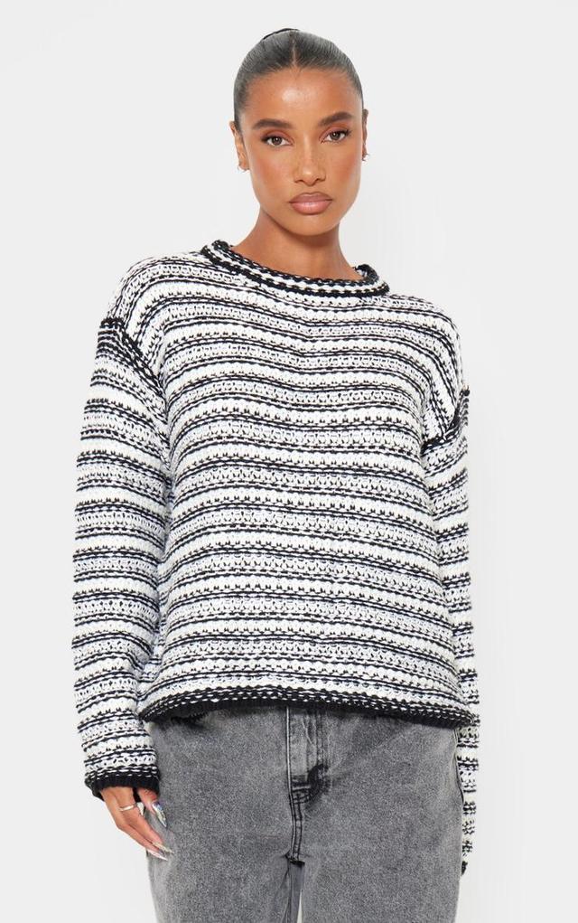 Monochrome Contrast Knit Slouchy Oversized Sweater Product Image