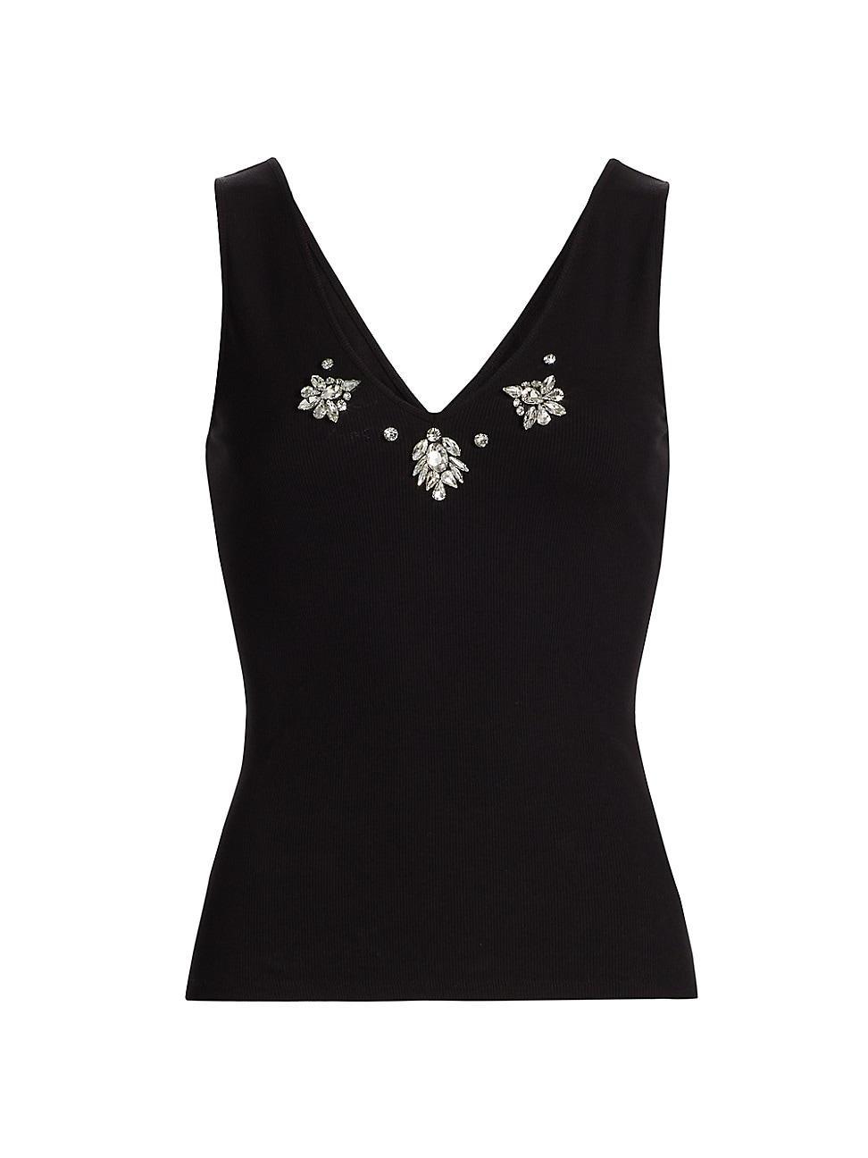 Womens Serafina Crystal-Embellished Rib-Knit Tank Top Product Image