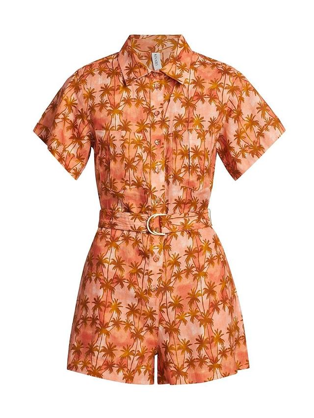 Womens Leilani Palm Tree Linen Romper Product Image