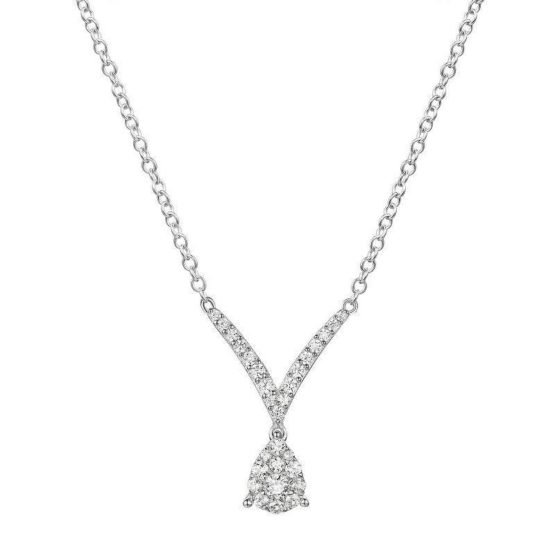 Sterling Silver 1/3 Carat T.W. Diamond Teardrop Necklace, Womens Product Image