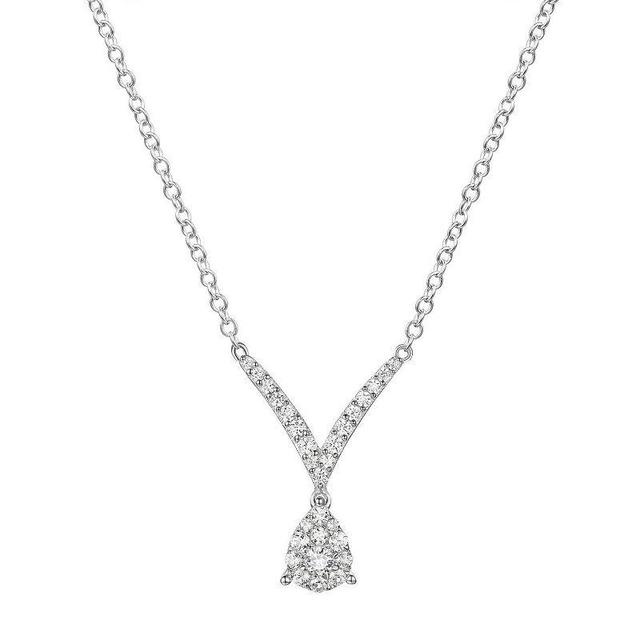 Sterling Silver 1/3 Carat T.W. Diamond Teardrop Necklace, Womens Product Image